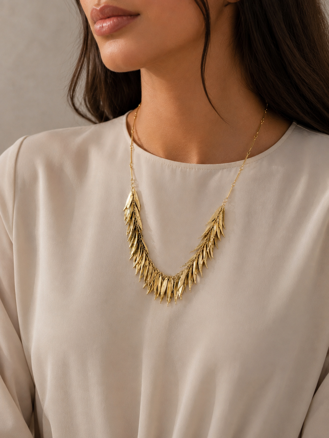 Gold Leaf Fringe Necklace