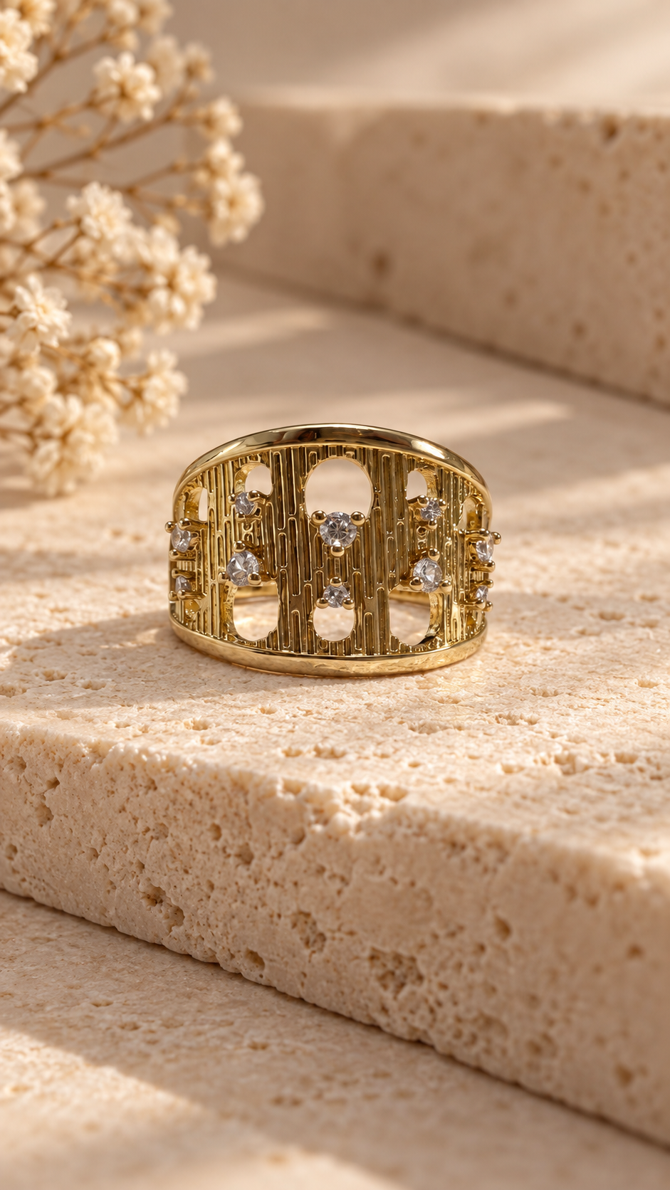 Golden Crystal Ring