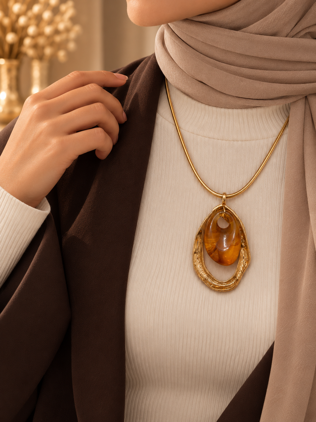 Caramel Oval Necklace
