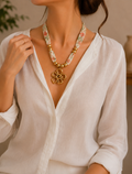 Floral Ribbon Pendant Necklace