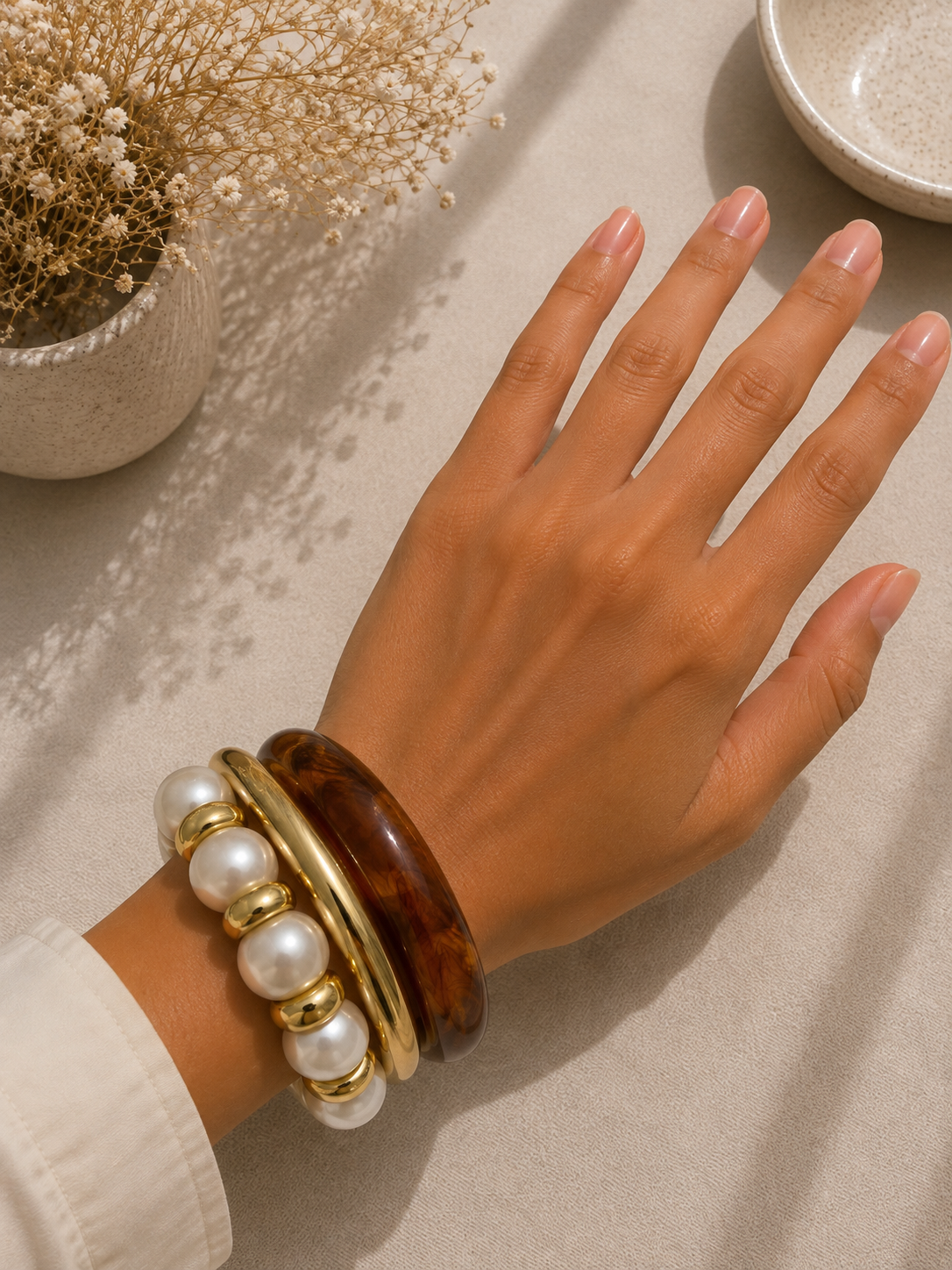 Pearl & Resin Bangle