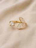 Crystal Leaf Open Ring