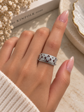 Scarlet Silver Flower Ring