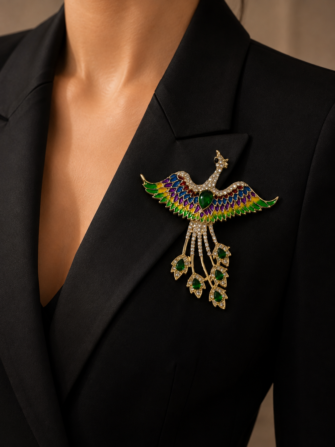 Majestic Peacock Brooch