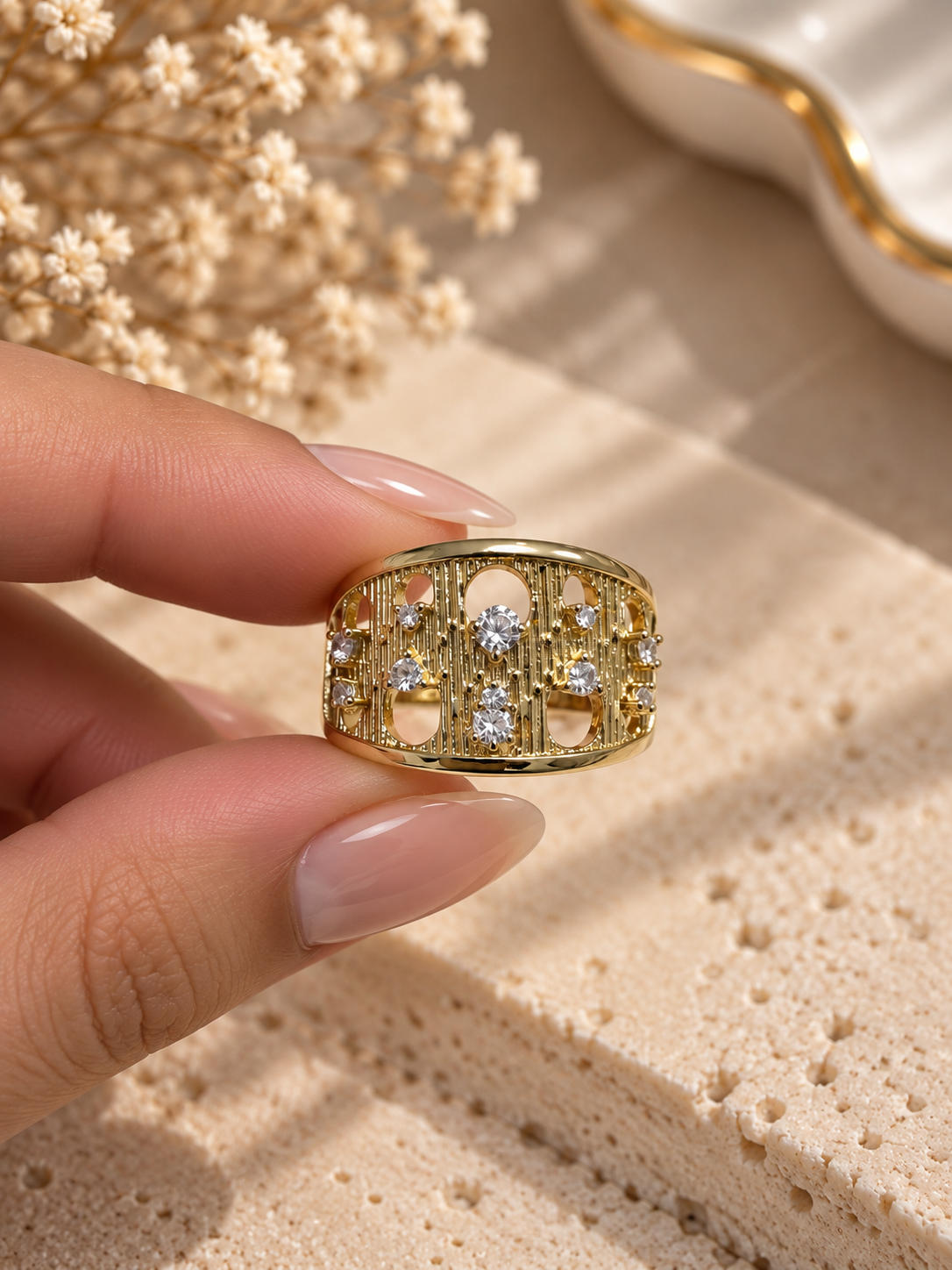 Golden Crystal Ring