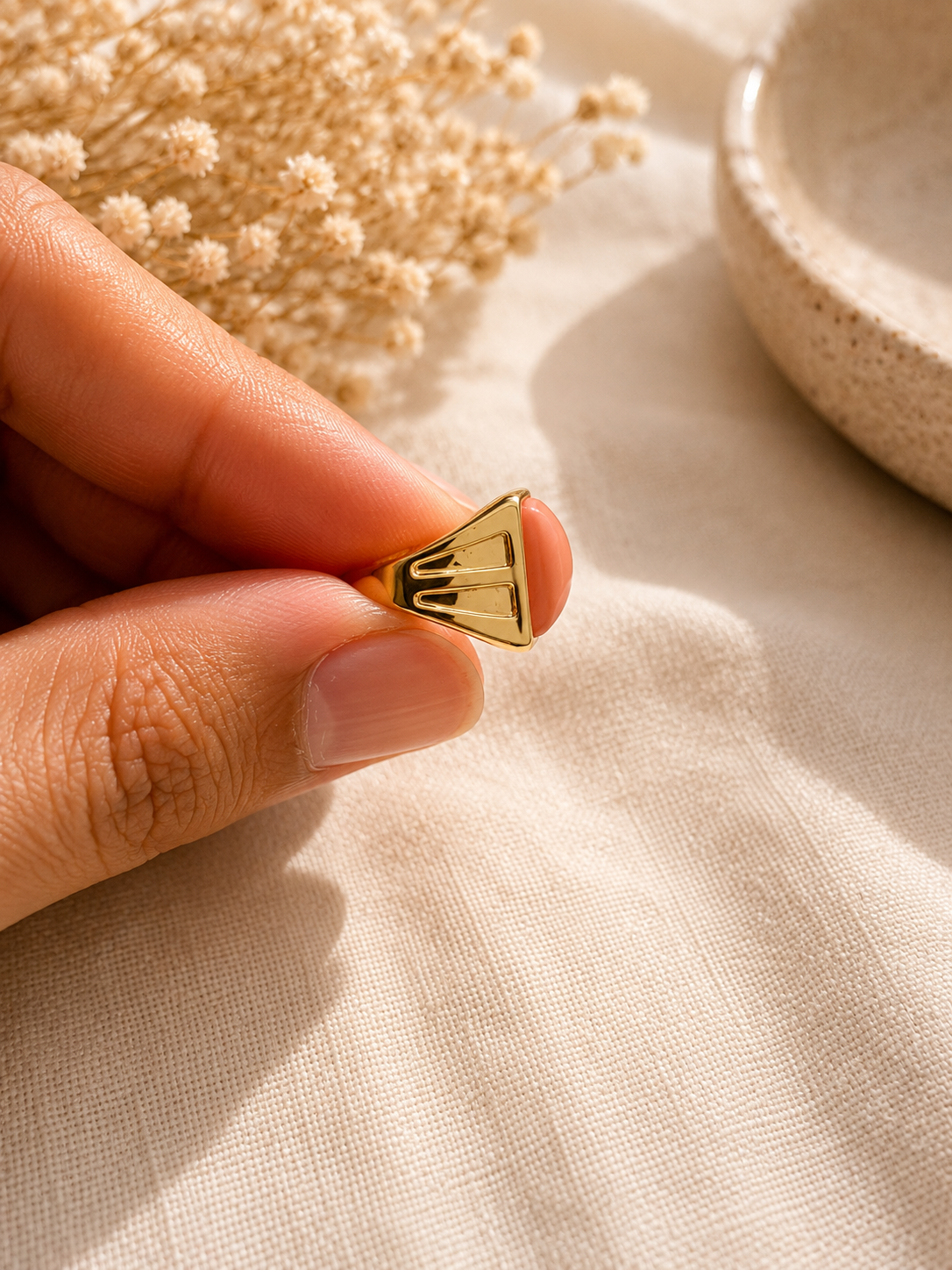 Coral Pink Statement Ring
