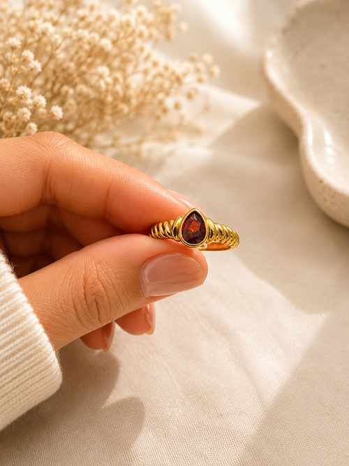 Amber Teardrop Ring