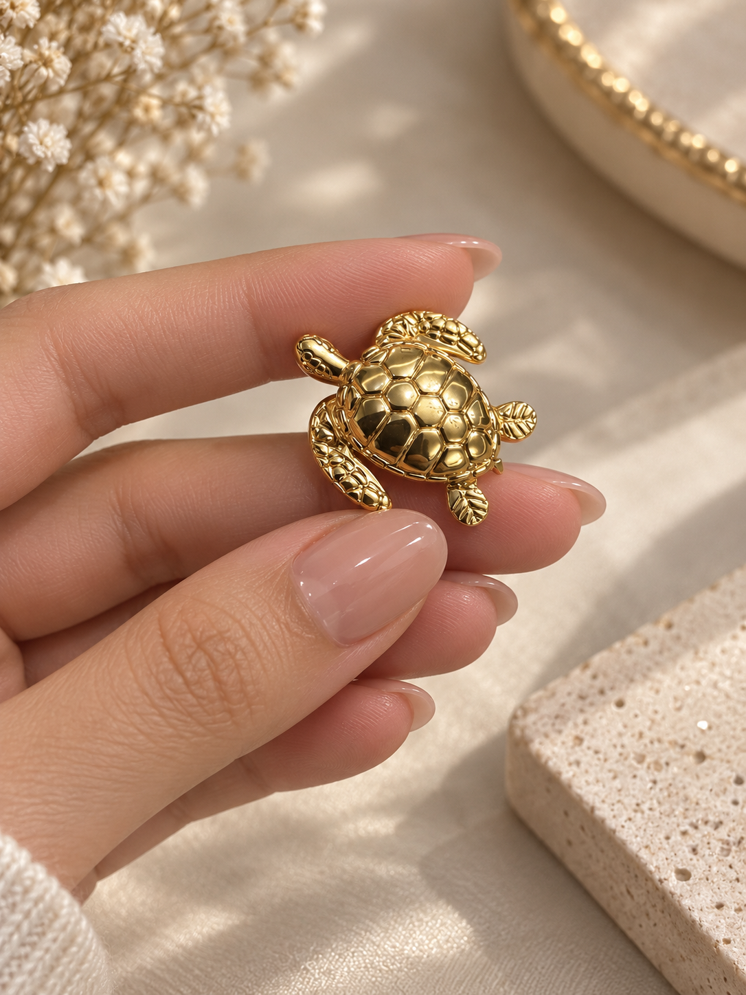 Golden Turtle Brooch