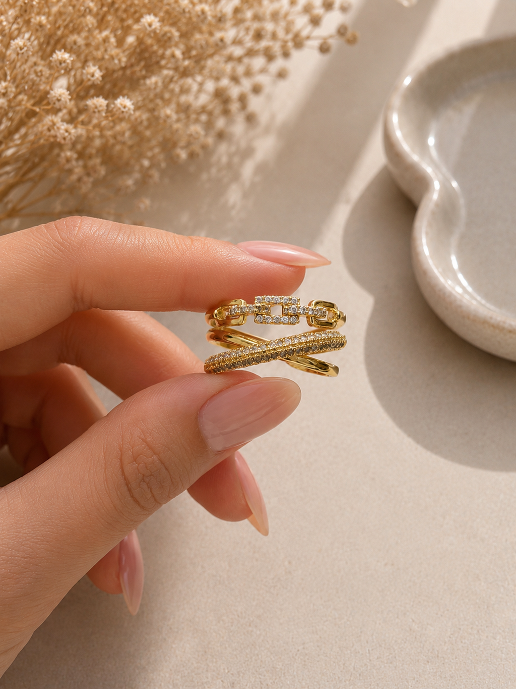Pavé Link Wrap Ring