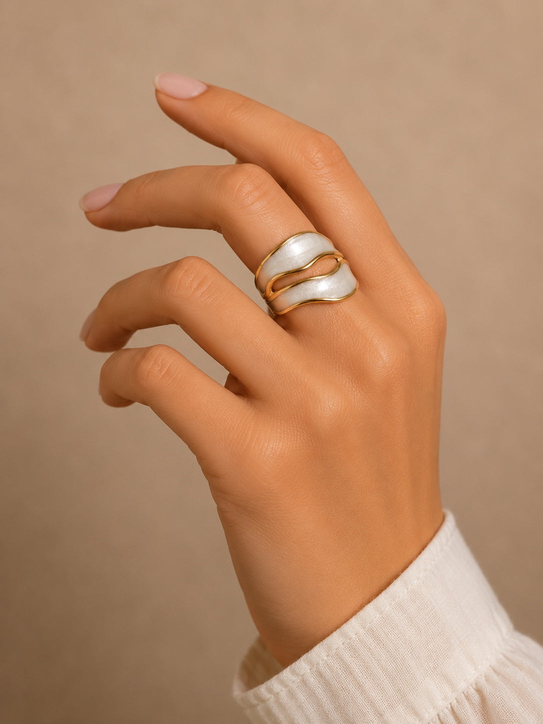 Pearl Wave Statement Ring