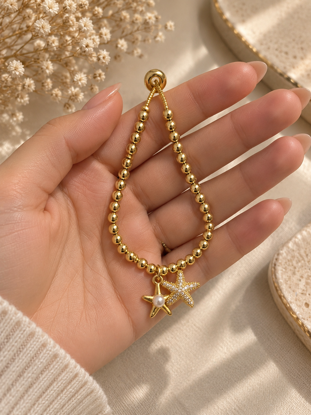 Starfish & Pearl Charm Bracelet