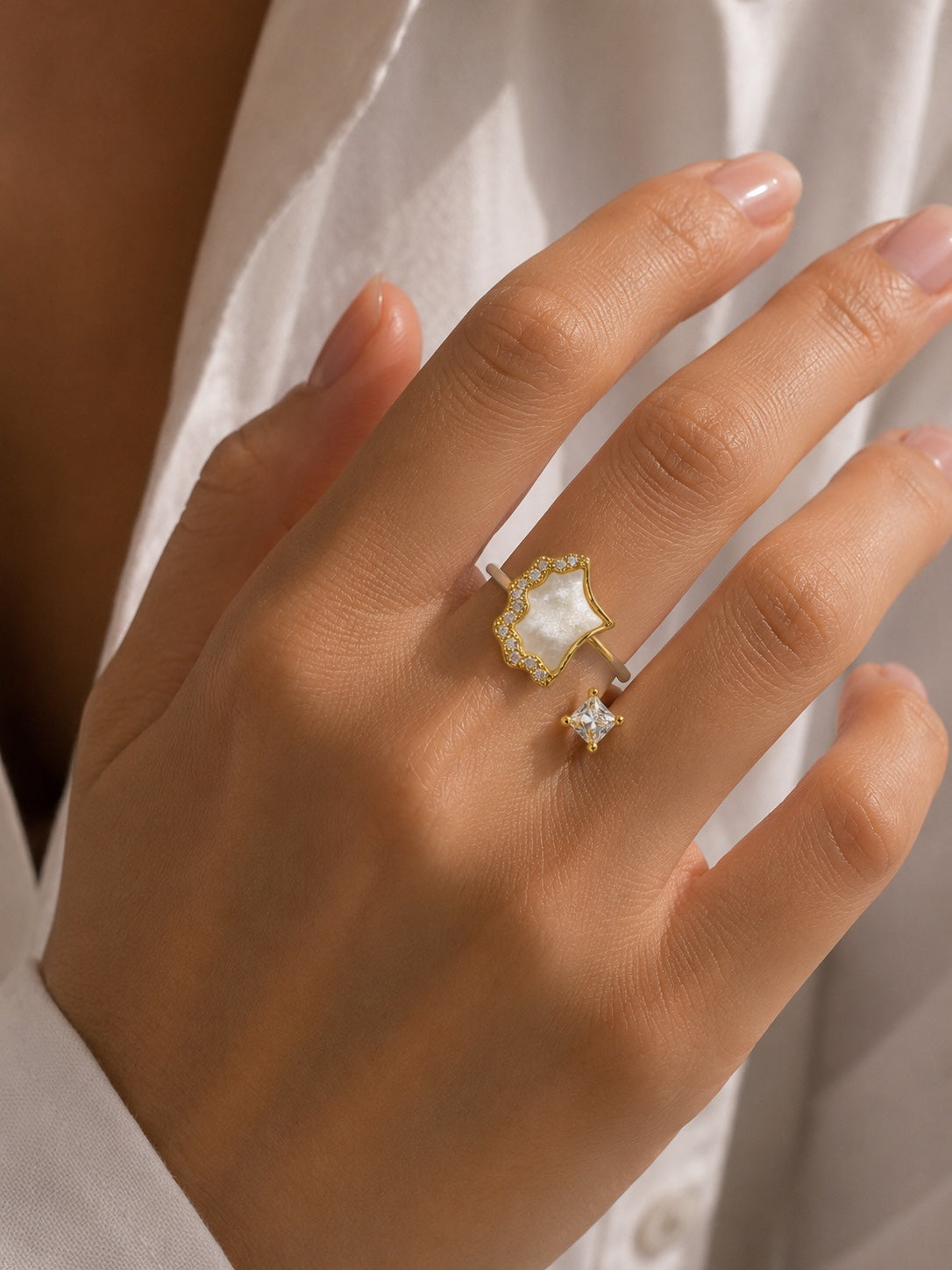 Moonlit Clover Ring