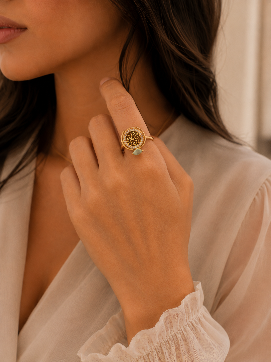 Vintage Arabic Coin Ring (سعادة )