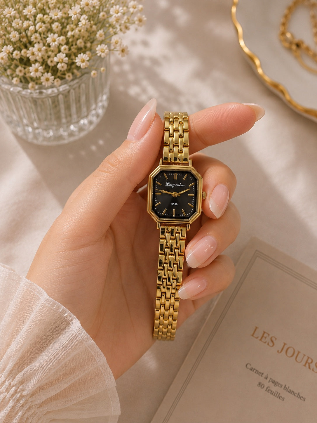 Petite Rectangle Gold Watch