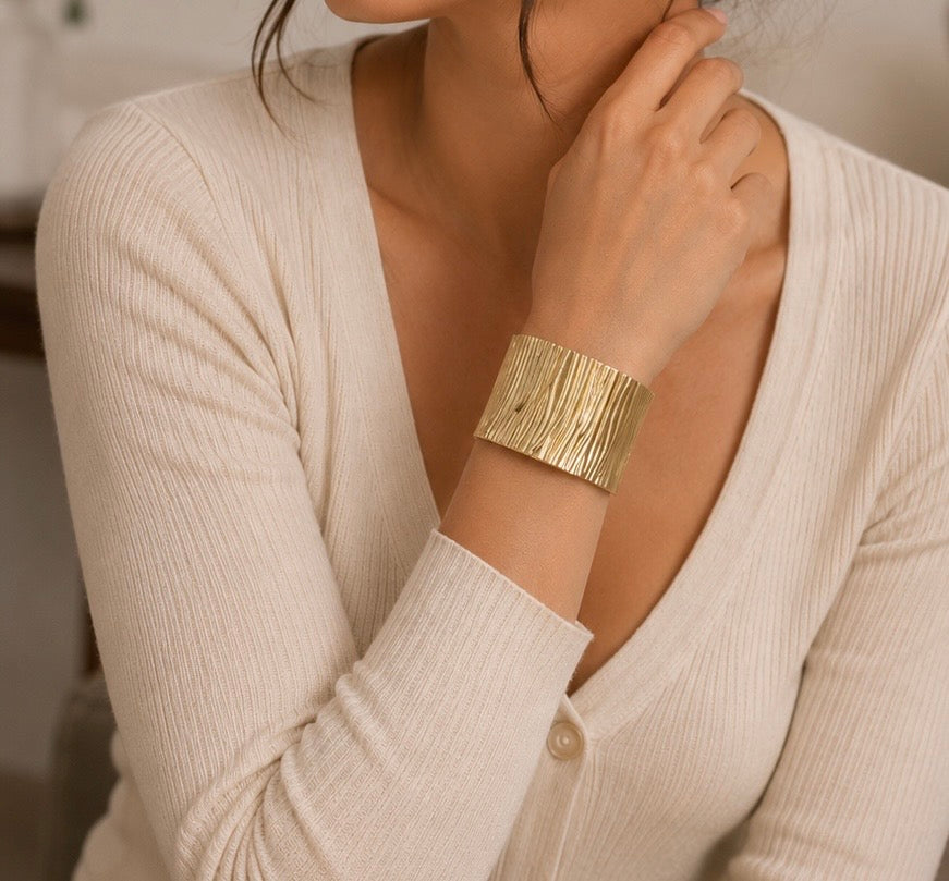 Textured Gold Cuff Bracelet