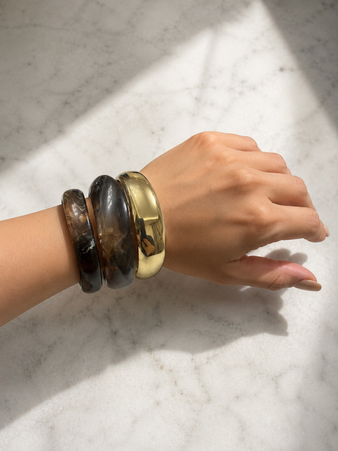 Midnight Marble Bangle Set