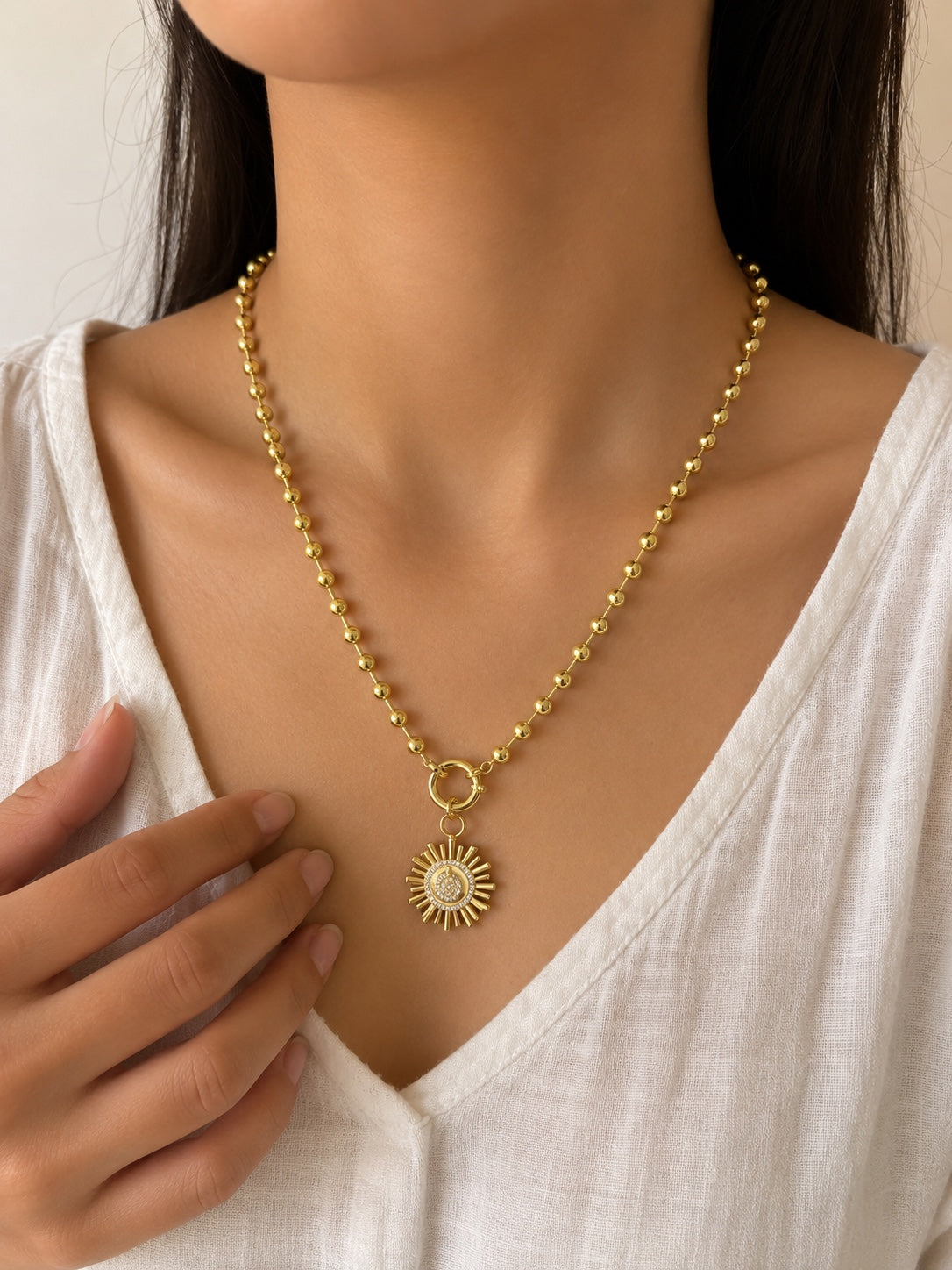 Golden Sun Medallion Necklace