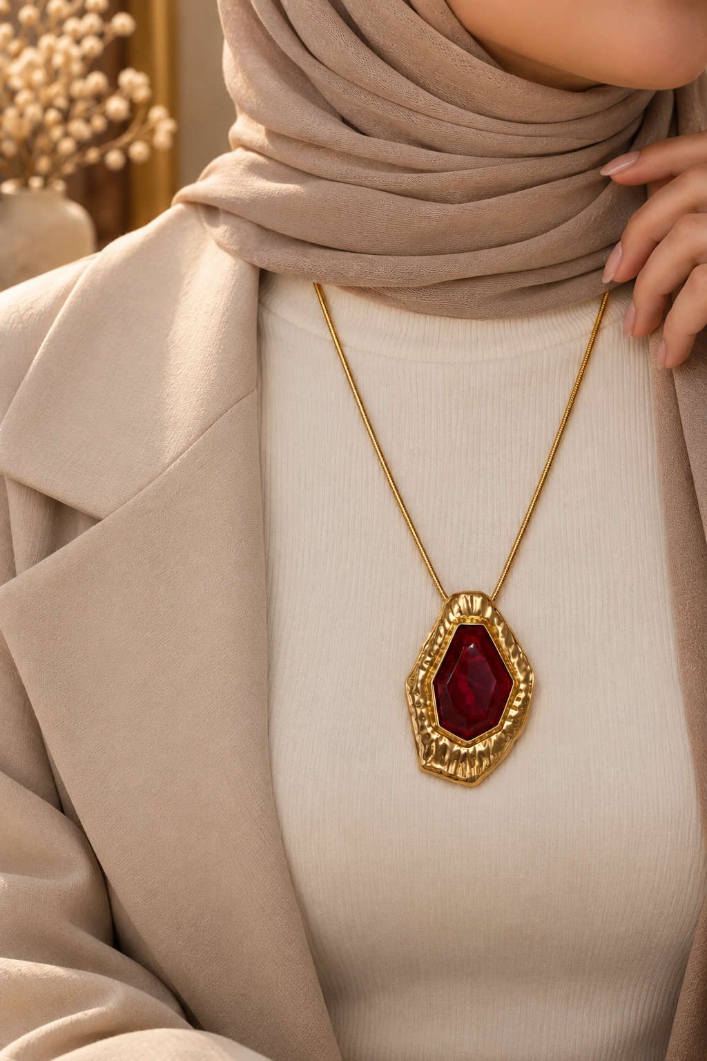 Burgundy Gemstone Necklace