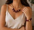 Burgundy Stone Jewelry Set