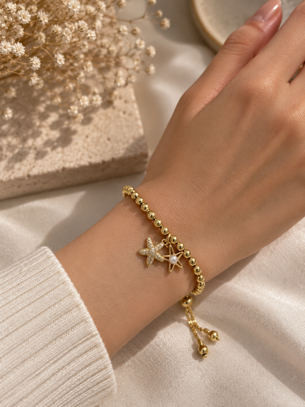 Starfish & Pearl Charm Bracelet