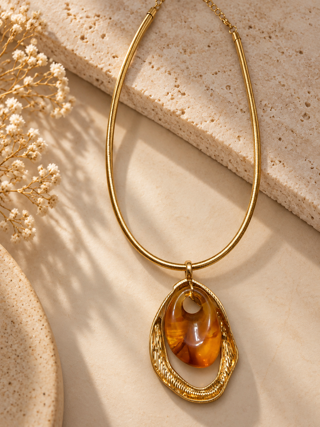 Caramel Oval Necklace