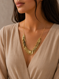Gold Leaf Fringe Necklace