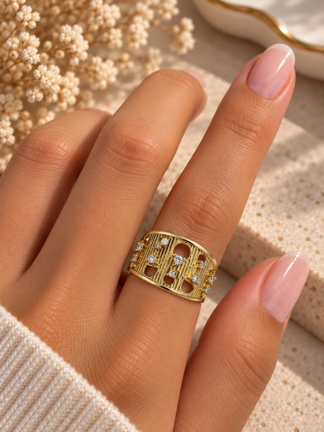 Golden Crystal Ring