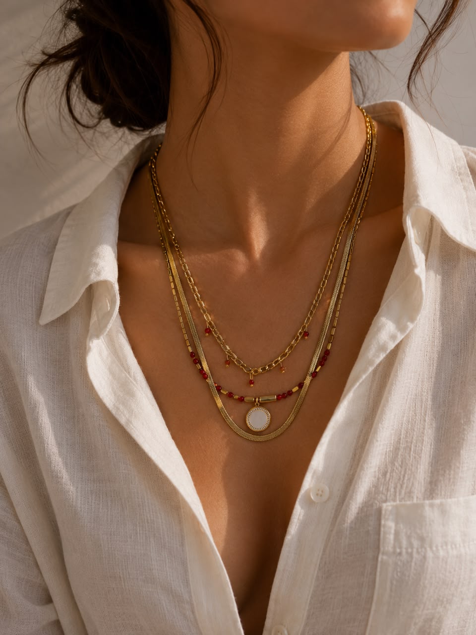 Rose charm layered necklace