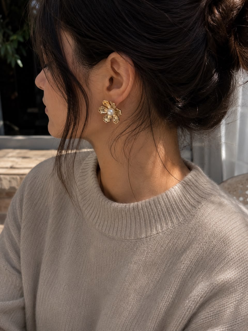 Golden Blossom Pearl Earrings