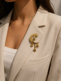 Celestial Moon & Stars Brooch